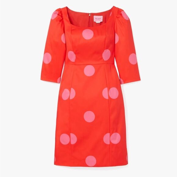 NWT Giant Dot Faille Sheath Dress